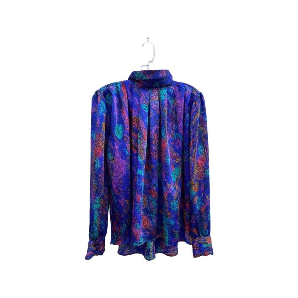 XL | 12 | 14 | Vintage 80's Abstract Print high neck blouse
